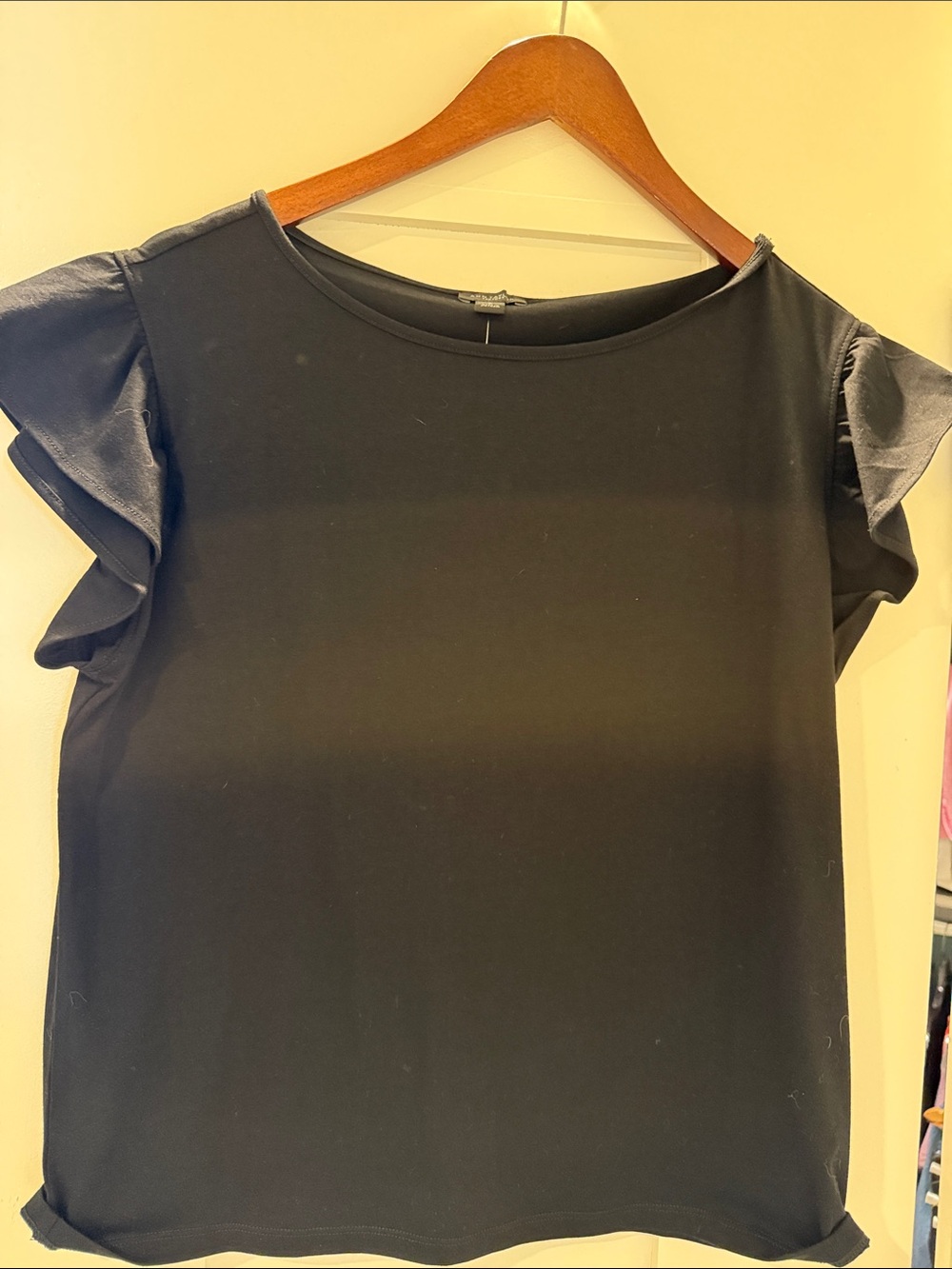 Ann Taylor Factory Black Ruffle Sleeve Blouse